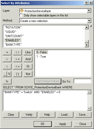 Select By Attributes—query on switches