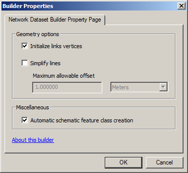 Network Dataset Builder Property Page tab