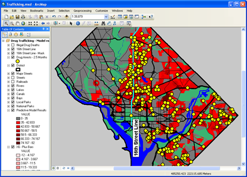 Drug traffic and arrest locations