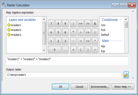 arcmap raster calculator