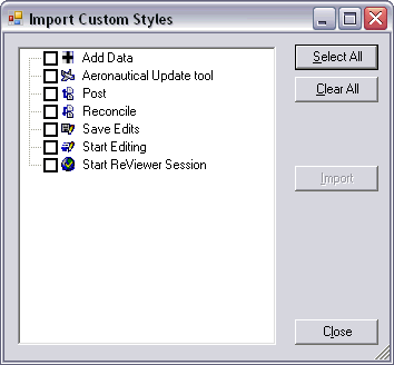 Import Custom Styles dialog box