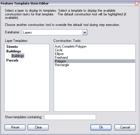 Feature Template Item Editor dialog box