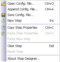 Designer tab context menu