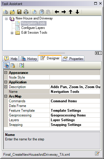 The Task Assistant pane with the Designer tab