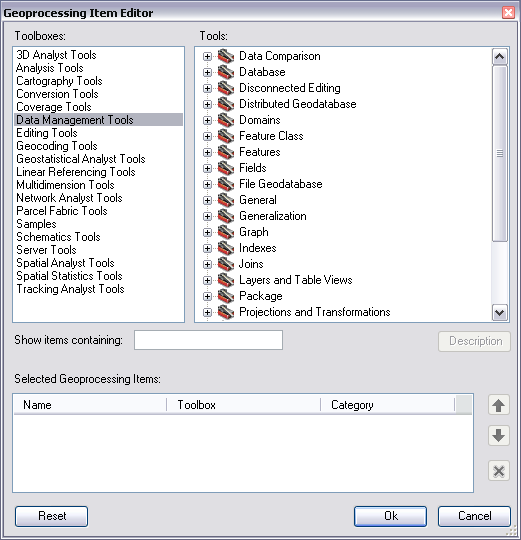 Geoprocessing Item Editor dialog box