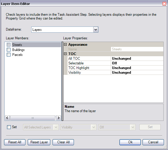 Layer Item Editor dialog box