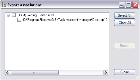 Export Associations dialog box