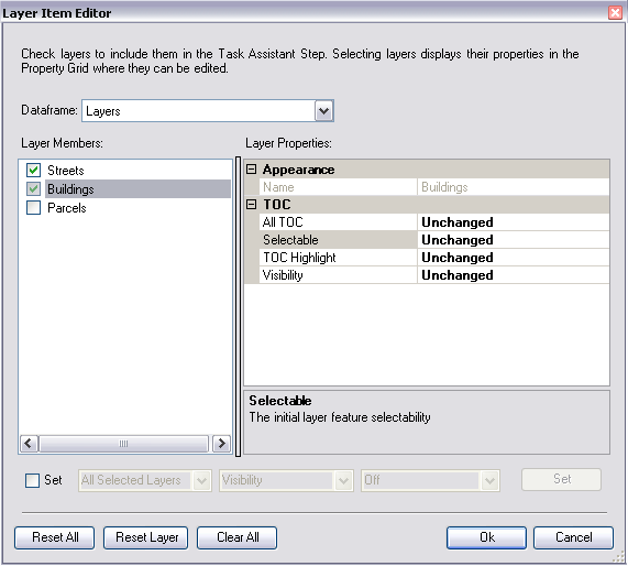 Layer Item Editor dialog box