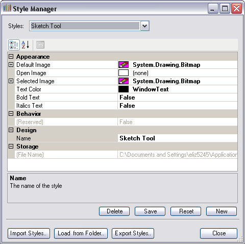 Style Manager dialog box