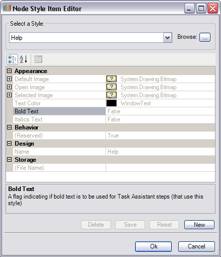 Node Style Item Editor dialog box