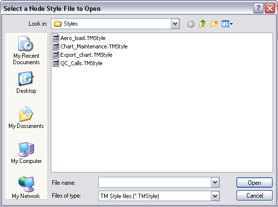 Select a Node Style File to Open dialog box