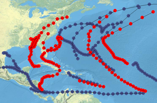 Map display illustrating the use of temporal offset