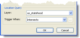 Selecting the polygon layer used by a location trigger for a layer action