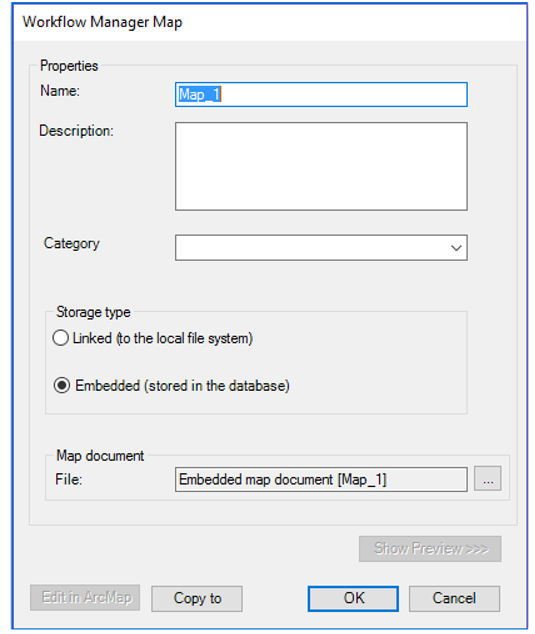 Workflow Manager Map dialog box
