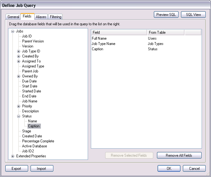 Fields tab