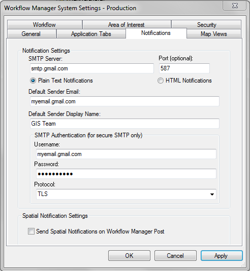 Configure SMTP settings