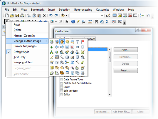 Changing The Image Representing A Command Arcmap Documentation