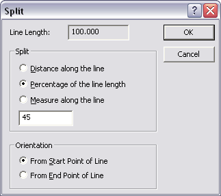 Split dialog box Split dialog box