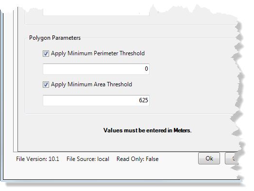 Geometry Reporter properties with defined area threshold