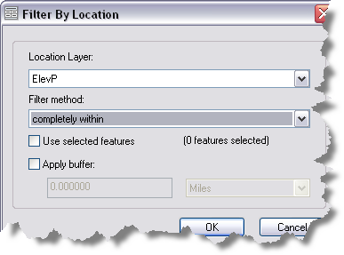 Filter By Location dialog box Filter By Location dialog box