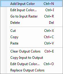 The Color Mapping Rules dialog box context menu The Color Mapping Rules dialog box context menu