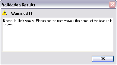 Validation Results showing warnings Validation Results showing warnings