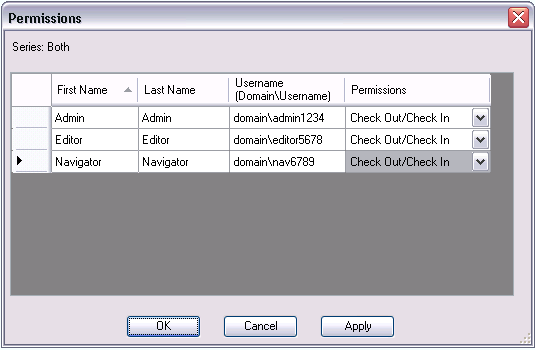 Permissions dialog box Permissions dialog box