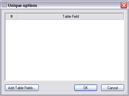Unique options dialog box Unique options dialog box