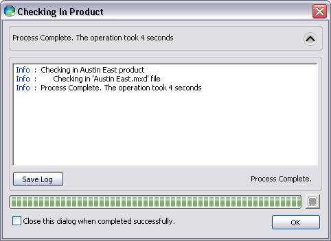 Checking In Product dialog box Checking In Product dialog box