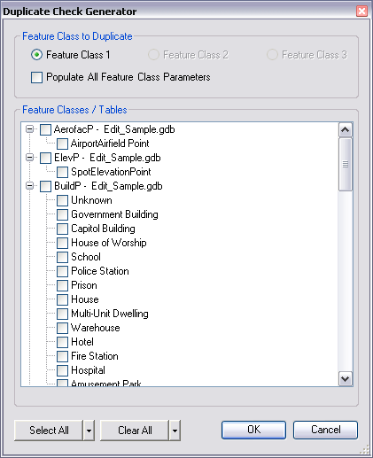 Duplicate Check Generator dialog box Duplicate Check Generator dialog box