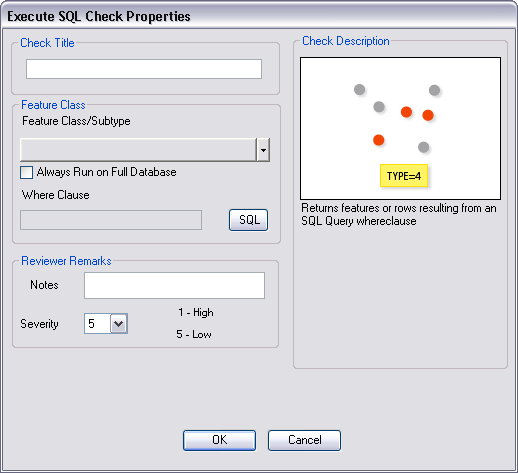 Execute SQL Check Properties dialog box Execute SQL Check Properties dialog box