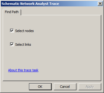 Schematic Analyst Trace Task dialog box - Find Path Schematic Analyst Trace Task dialog box - Find Path
