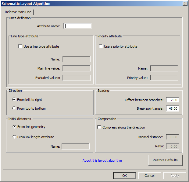 Relative Main Line properties tab Relative Main Line properties tab