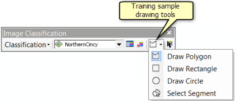 Training sample drawing tools on the Image Classification toolbar