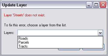 Update Layer dialog box Update Layer dialog box