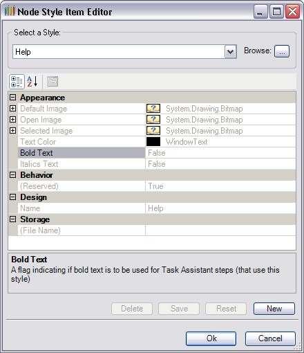 Node Style Item Editor dialog box Node Style Item Editor dialog box