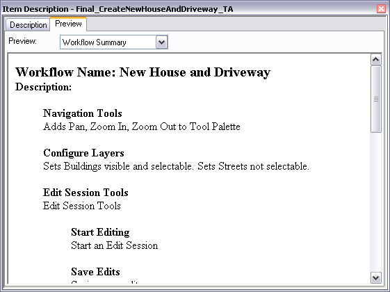 Item Description dialog box with the Preview tab shown Item Description dialog box with the Preview tab shown