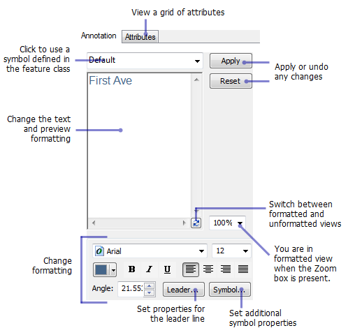 Annotation in the Attributes window