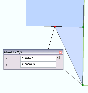 Entering an x,y coordinate for the last vertex