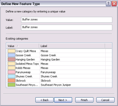 Setting the value and label for the new category