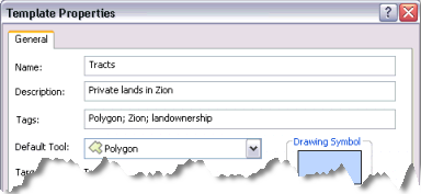 Template Properties dialog box