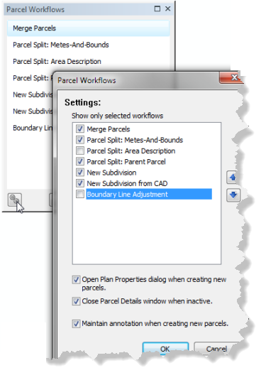 Parcel Workflows settings