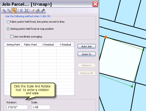 Entering a rotation and scale