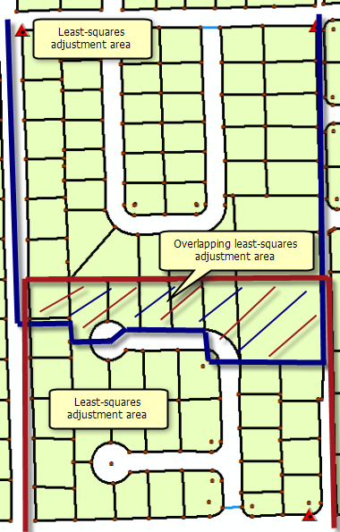 Overlapping least-squares adjustments