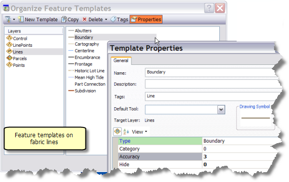 Creating feature templates for the parcel fabric layer