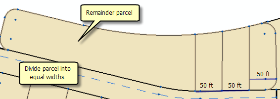 Parcel division in equal widths