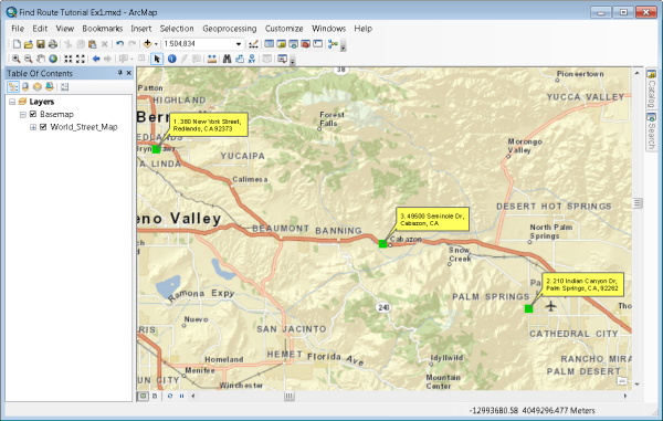 Exercise 1: Finding a route using trip planning—ArcMap | Documentation