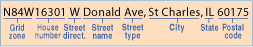 Address format with the grid zone address element