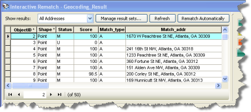 Geocoding Results panel