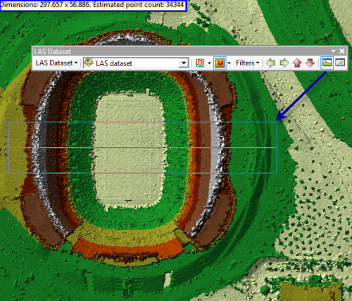 A LAS dataset shown in the 2D View window